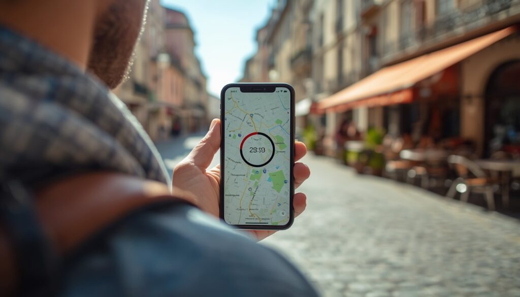 Traveler stressed about roaming bill shock on smartphone